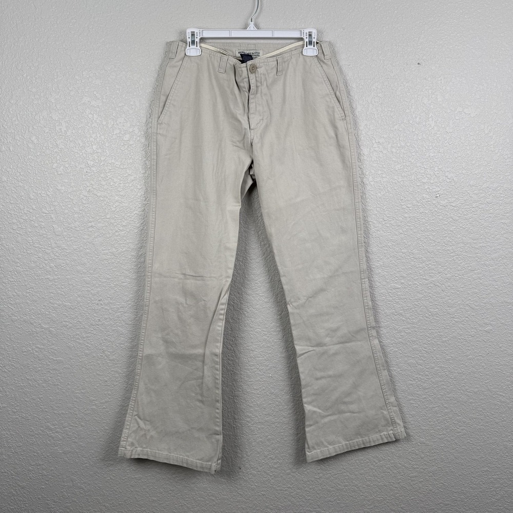Abercrombie & Fitch Pants Womens 4 (30x30) Khaki Chino Bootcut Casual Patch